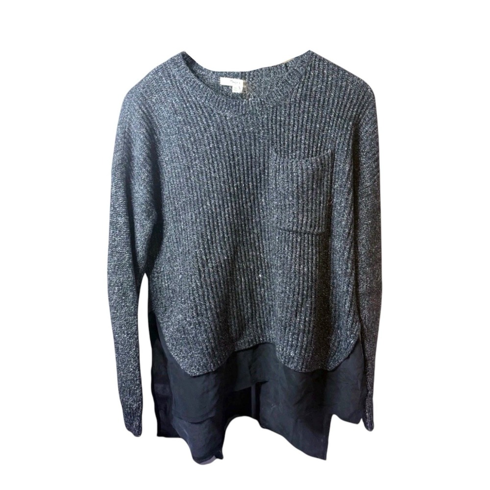 Madewell Women's XS Extra Small Marled Knit Layered Sweater Black Gray Pocket